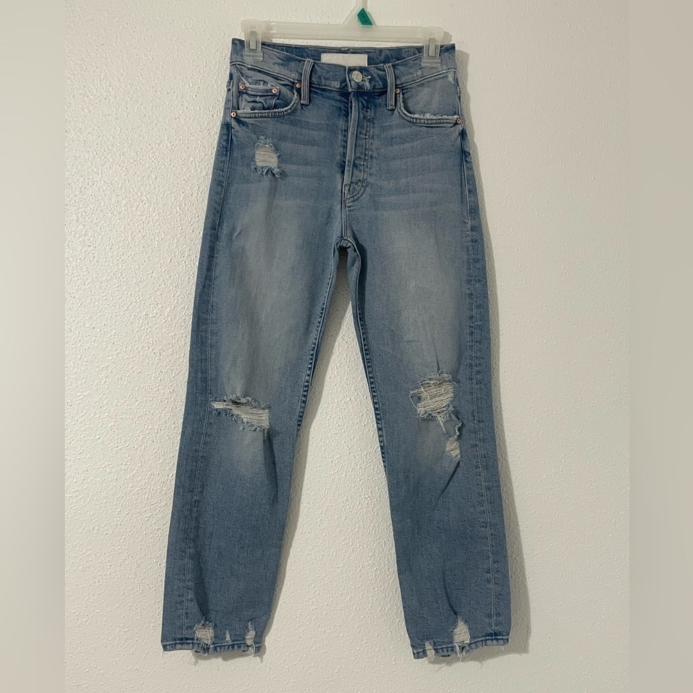 MOTHER SUPERIOR The Tomcat Ripped Crop Straight Leg Jeans 25 - Picture 4 of 16